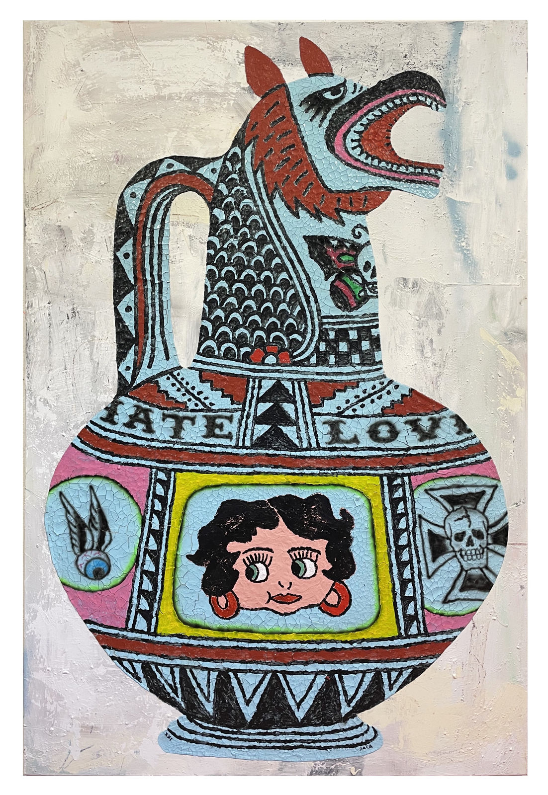 Julien Jaca, POT n°4, 2021, acrylic and airbrush on canvas, 76,7 x 51,2 in, 195 x 130 cm