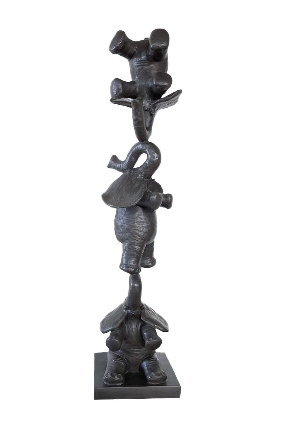 Philippe Berry, Les éléphants en équilibre - Patine noire, 2019