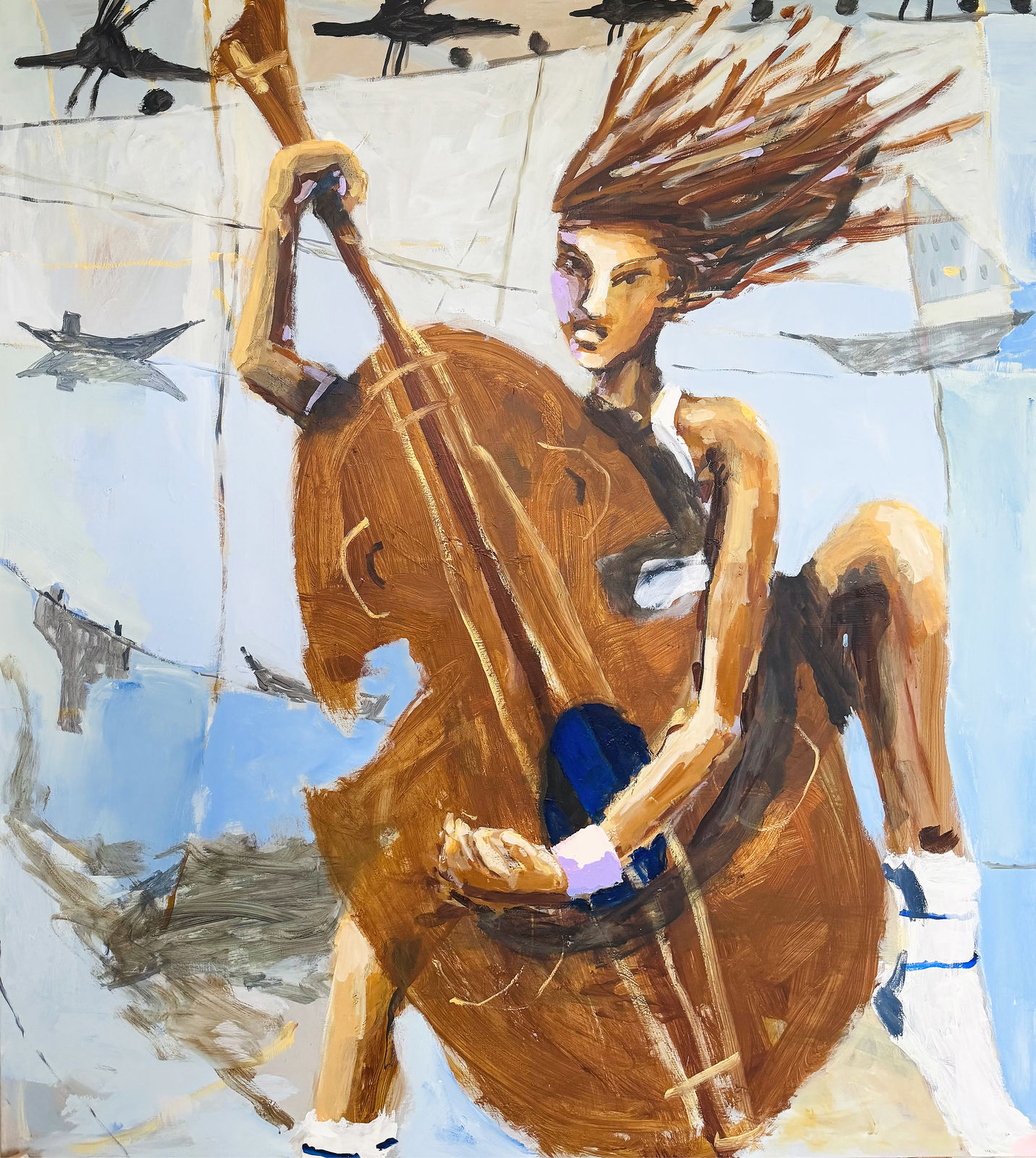 Mie Olise Kjærgaard, Playing Contrabass in White Socks, 2025