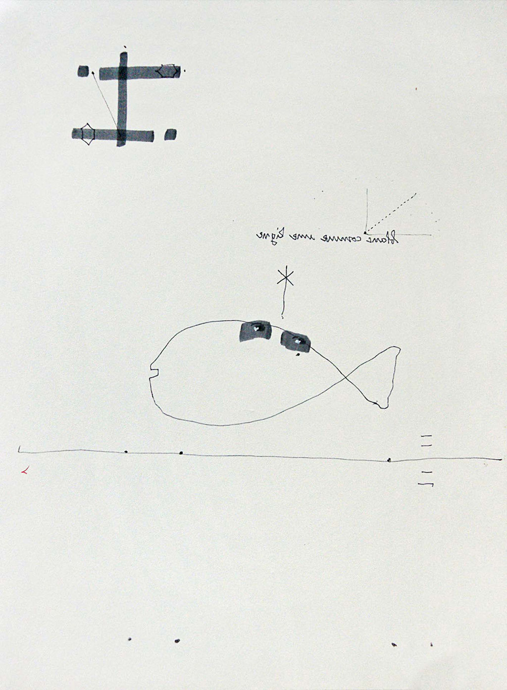 Jean-Olivier HUCLEUX Dessin de déprogrammation N°23 de 1995 Dessin 30,8 x 22,9 cm