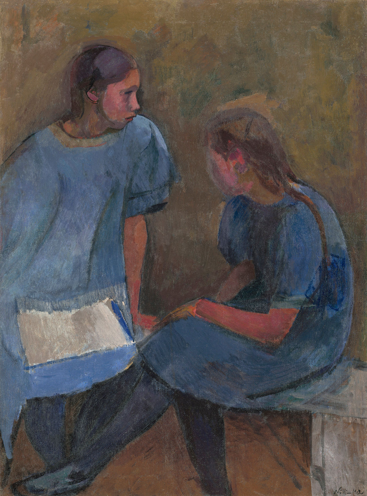 Franz Nölken, Mädchen in blauen Kleidern, 1912