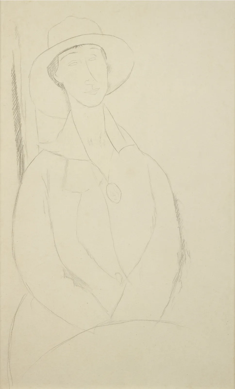 Amedeo Modigliani, La Zborowska (Hanka Zborowska), Jeune femme au chapeau et au médaillon, c. 1918