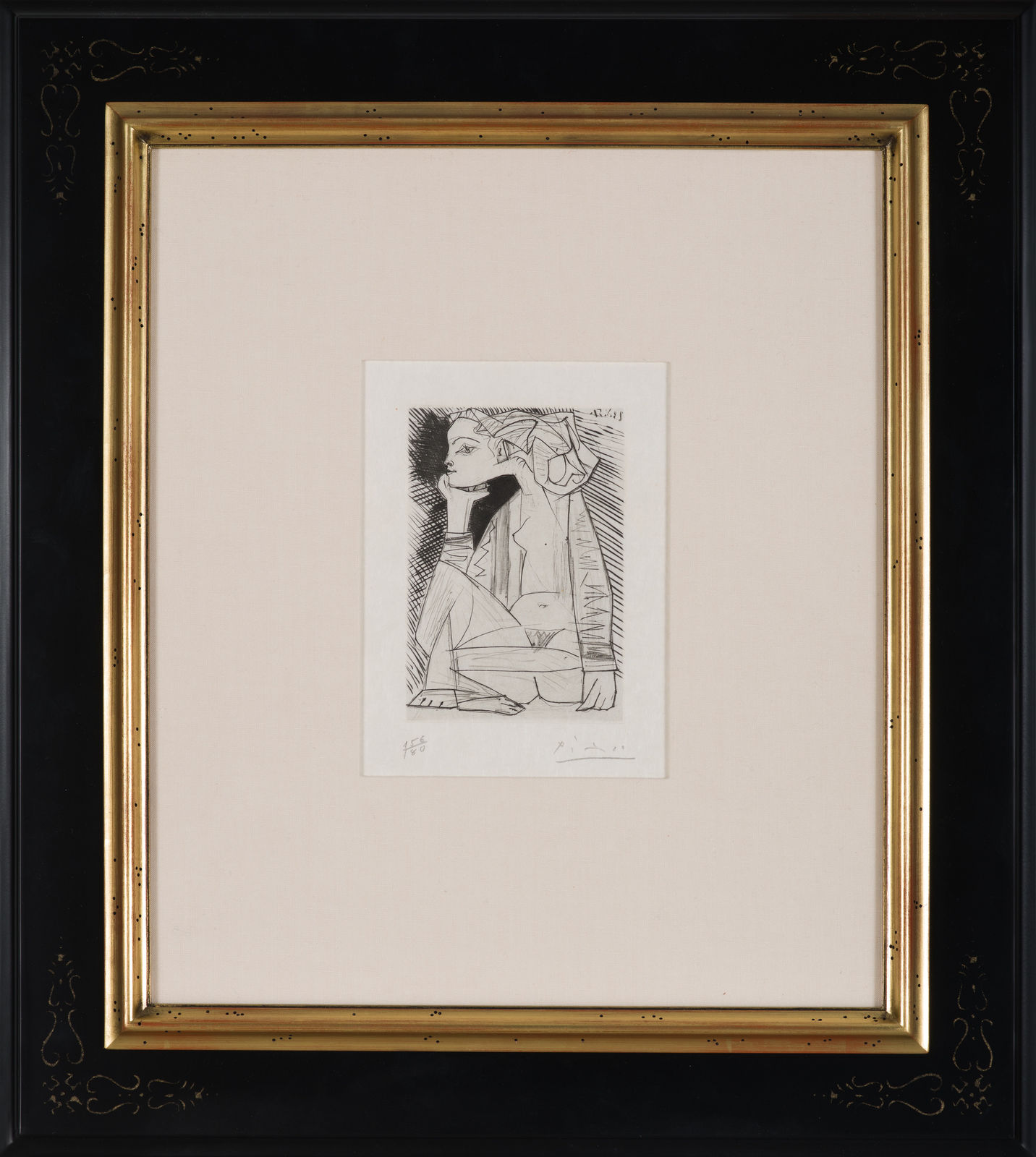 Pablo Picasso, Femme assise en tailleur: Geneviève Laporte, 1951