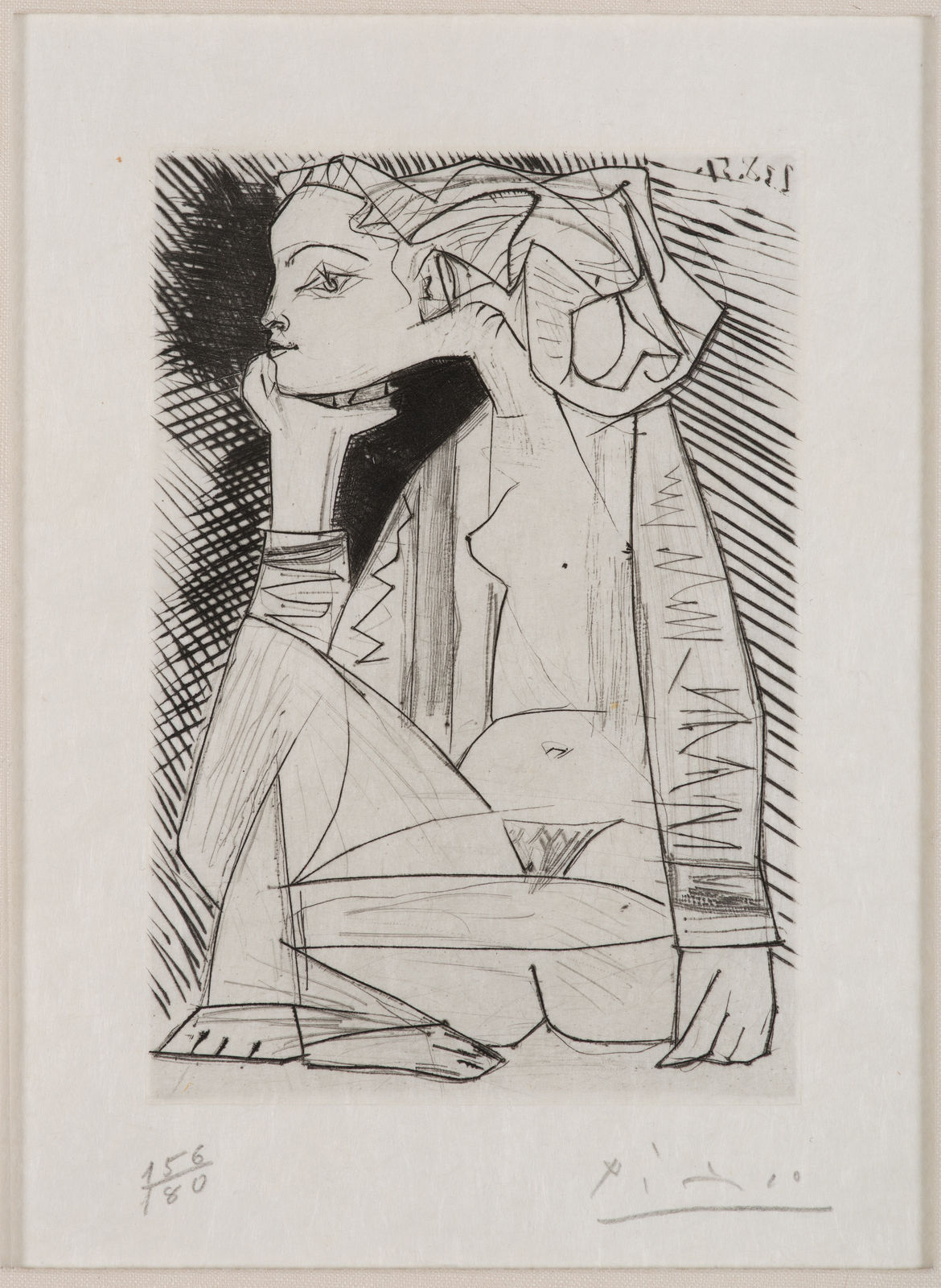 Pablo Picasso, Femme assise en tailleur: Geneviève Laporte, 1951