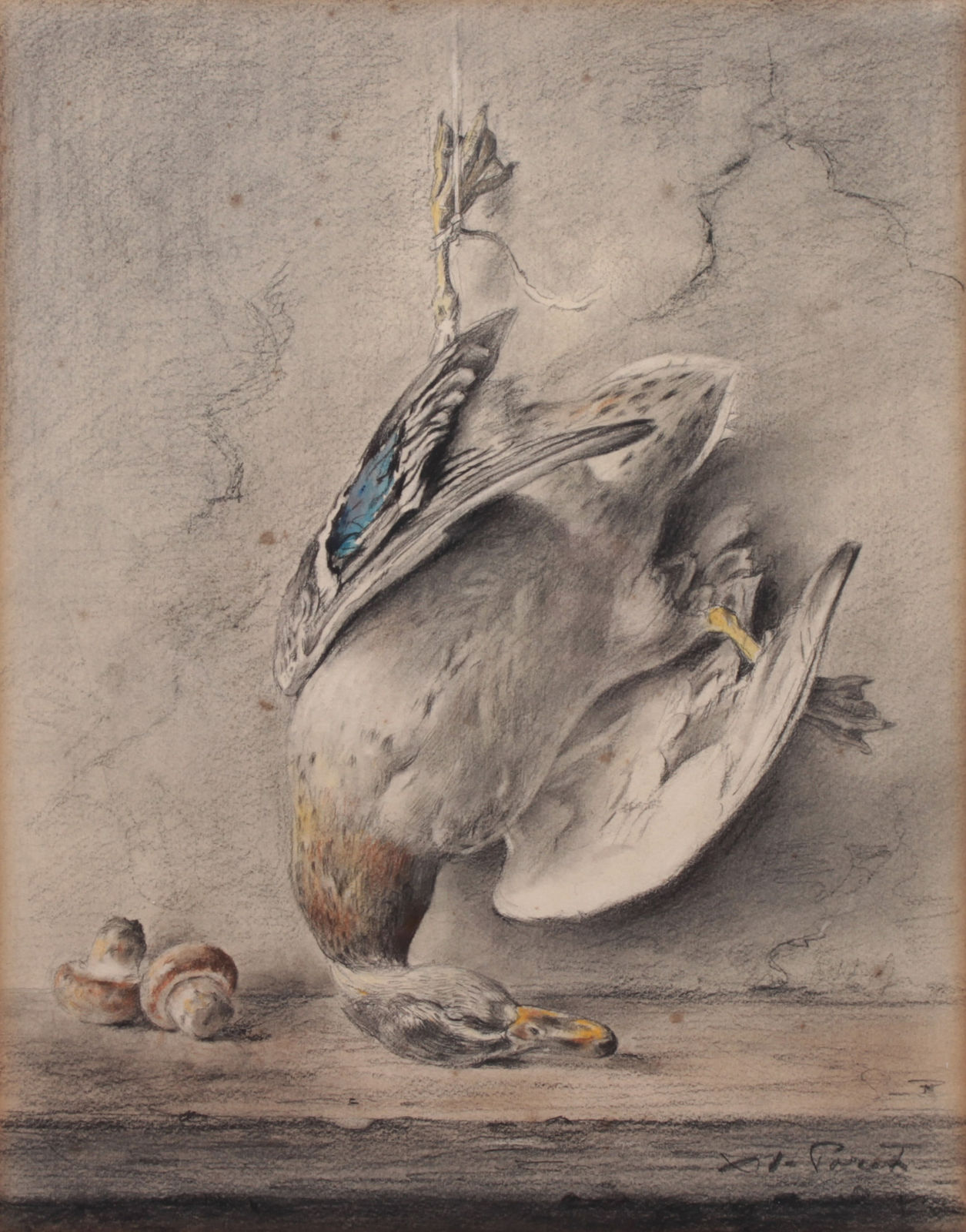 Xavier de Poret, Nature morte au canard et champignons