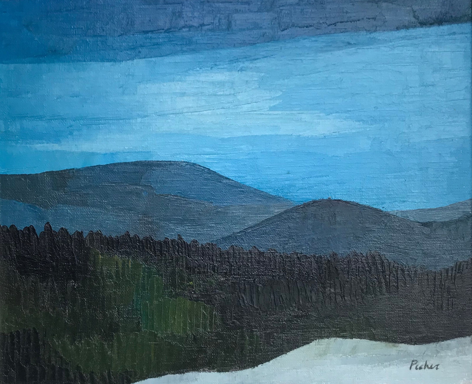 Claude Picher, La montagne derrière le bois, Ste-Paula Gaspésie, Circa 1980