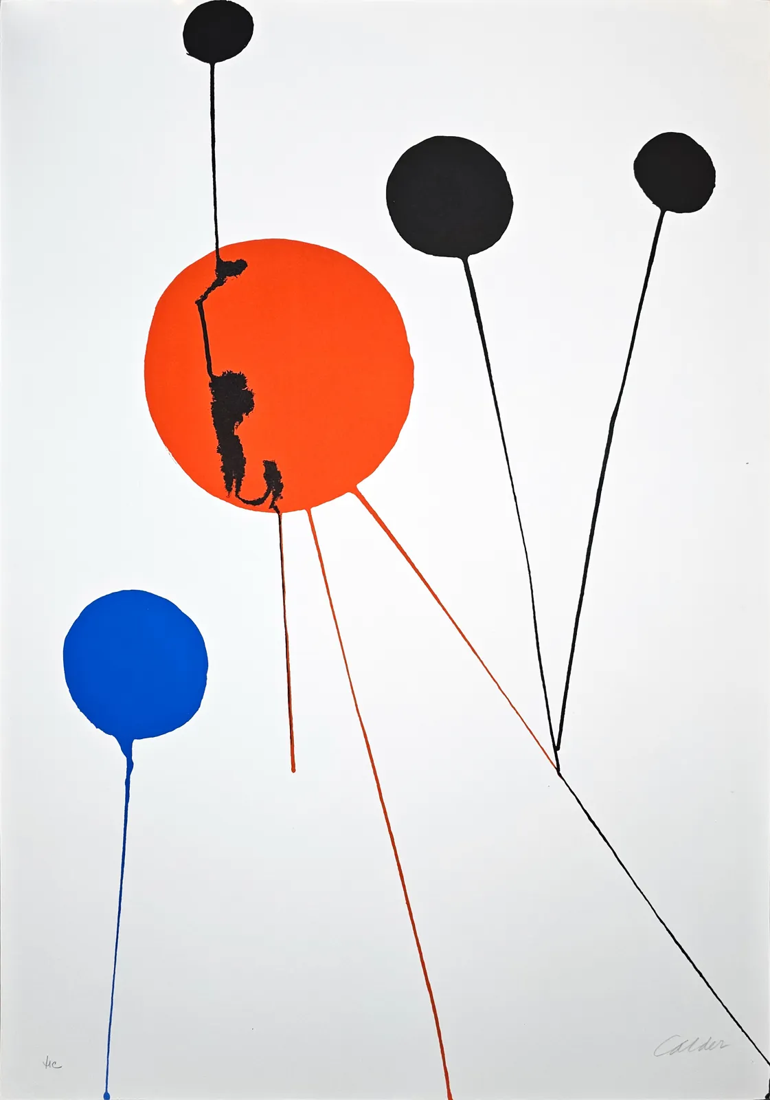 Alexander Calder, Dégoulinés Sur Le Disque Rouge, 1969