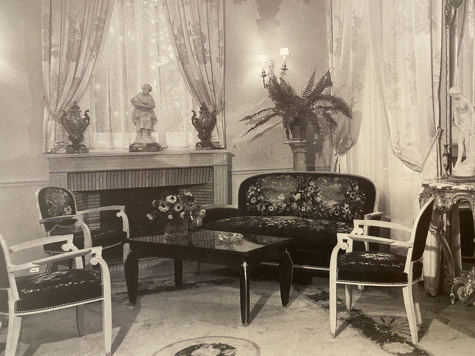 JULES LELEU, SET OF FOUR ARMCHAIRS, c. 1938
