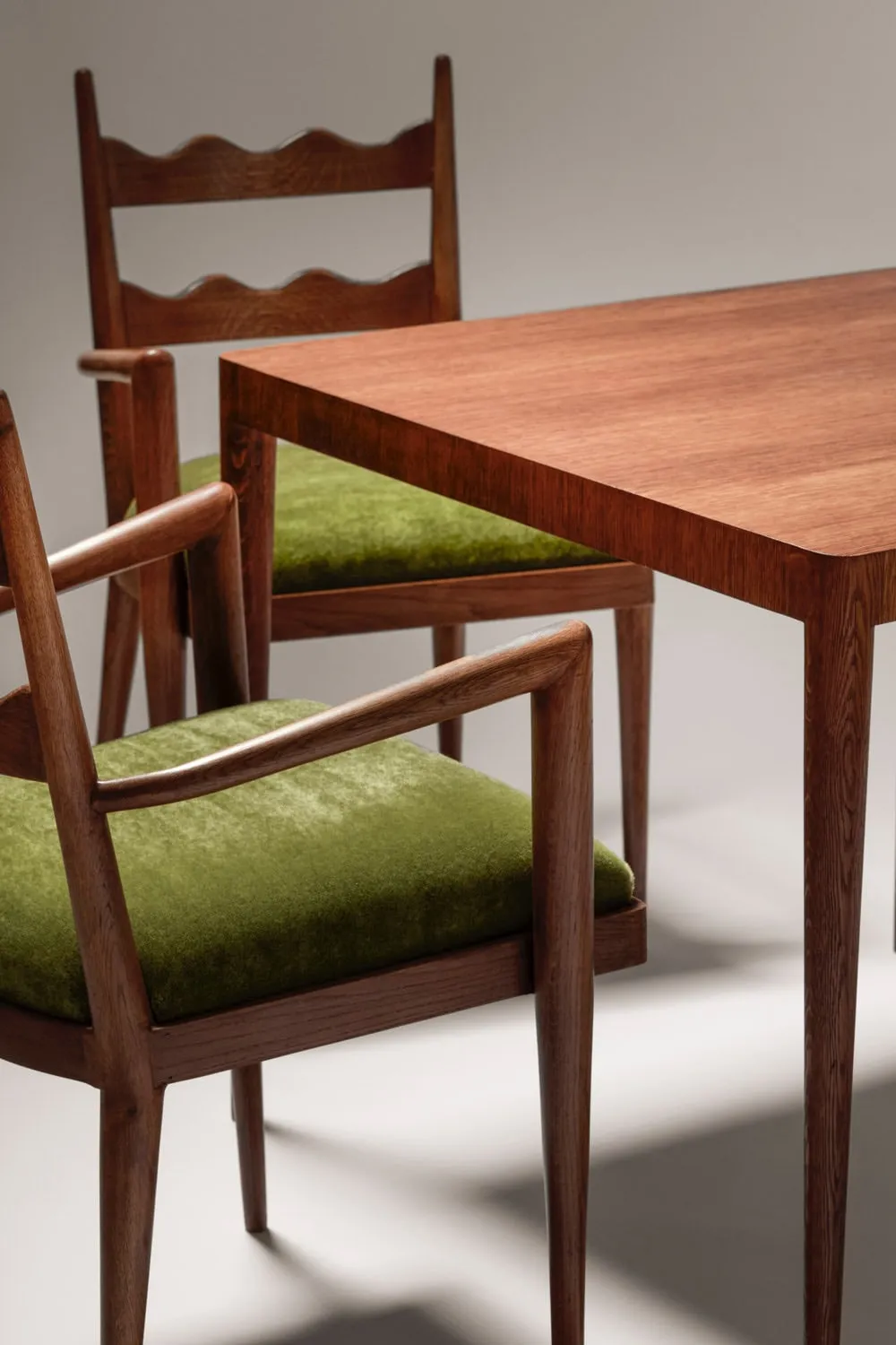 JEAN ROYÈRE, GAME TABLE AND SET OF FOUR CHAIRS, c. 1950
