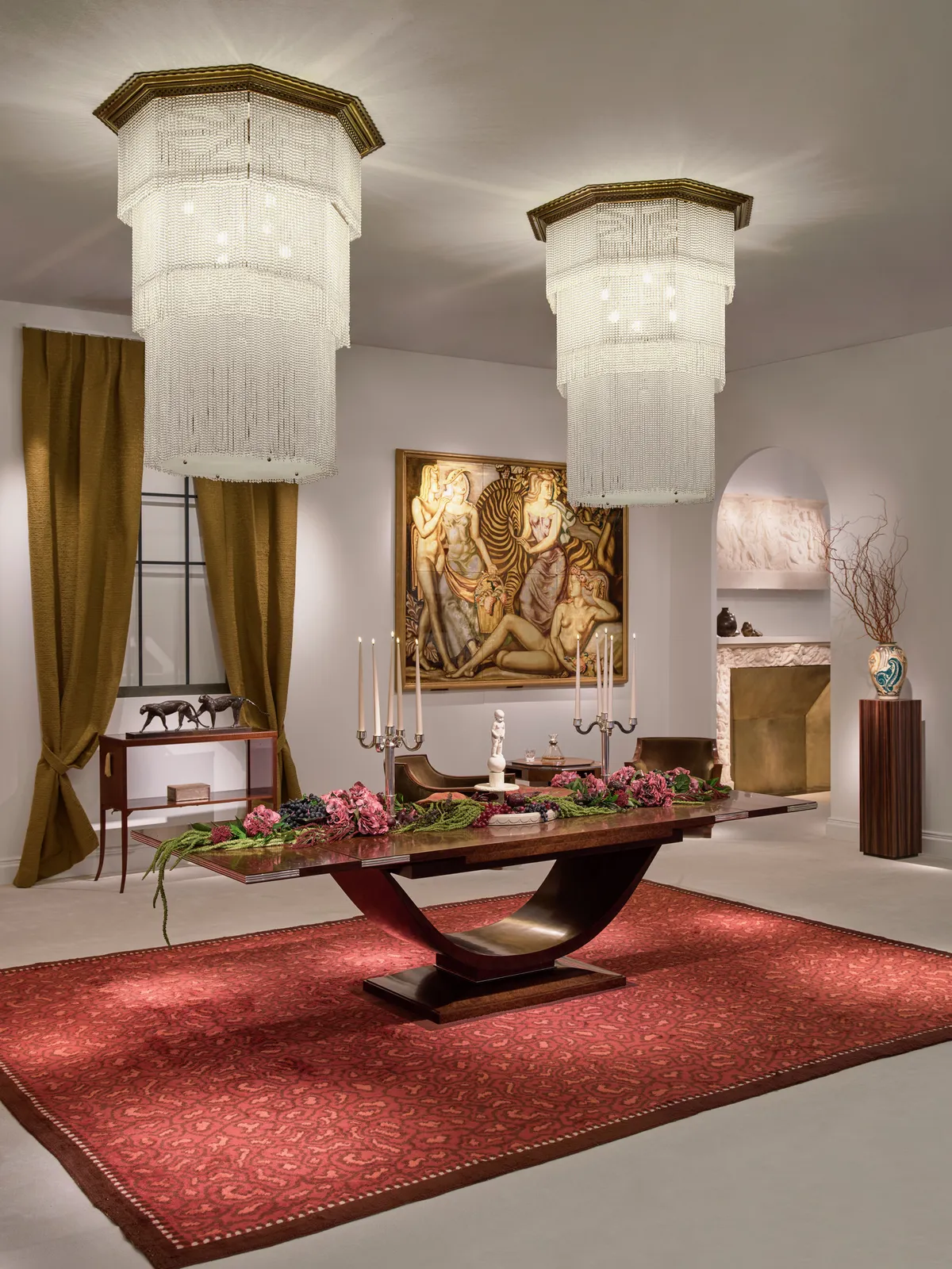 TRAVAIL FRANÇAIS, PAIR OF MONUMENTAL CHANDELIERS, c. 1930