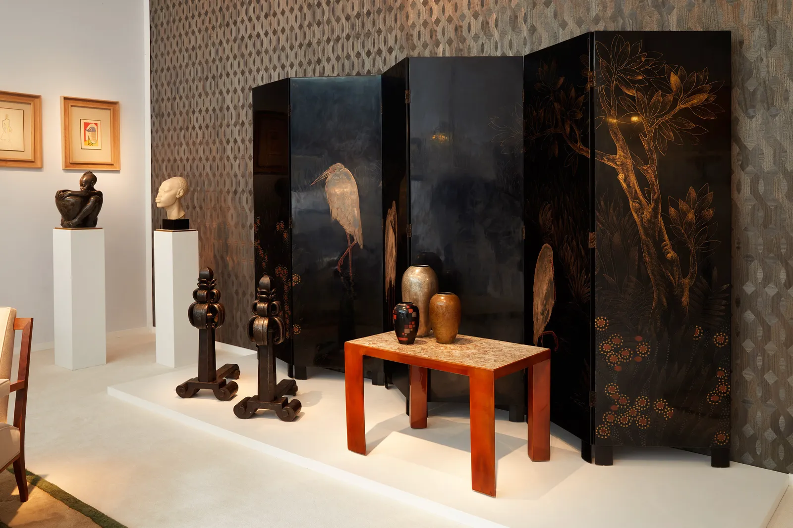 EDGAR BRANDT, PAIR OF FIREDOGS, c. 1920