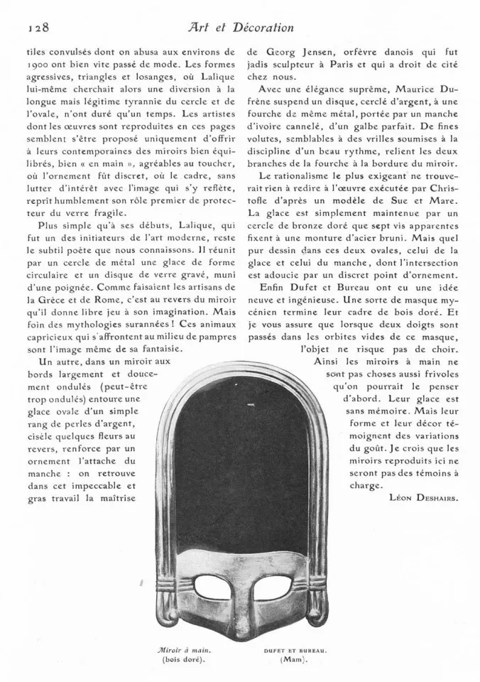 ALBERT BINQUET, PAIR OF HAND MIRRORS, c. 1921