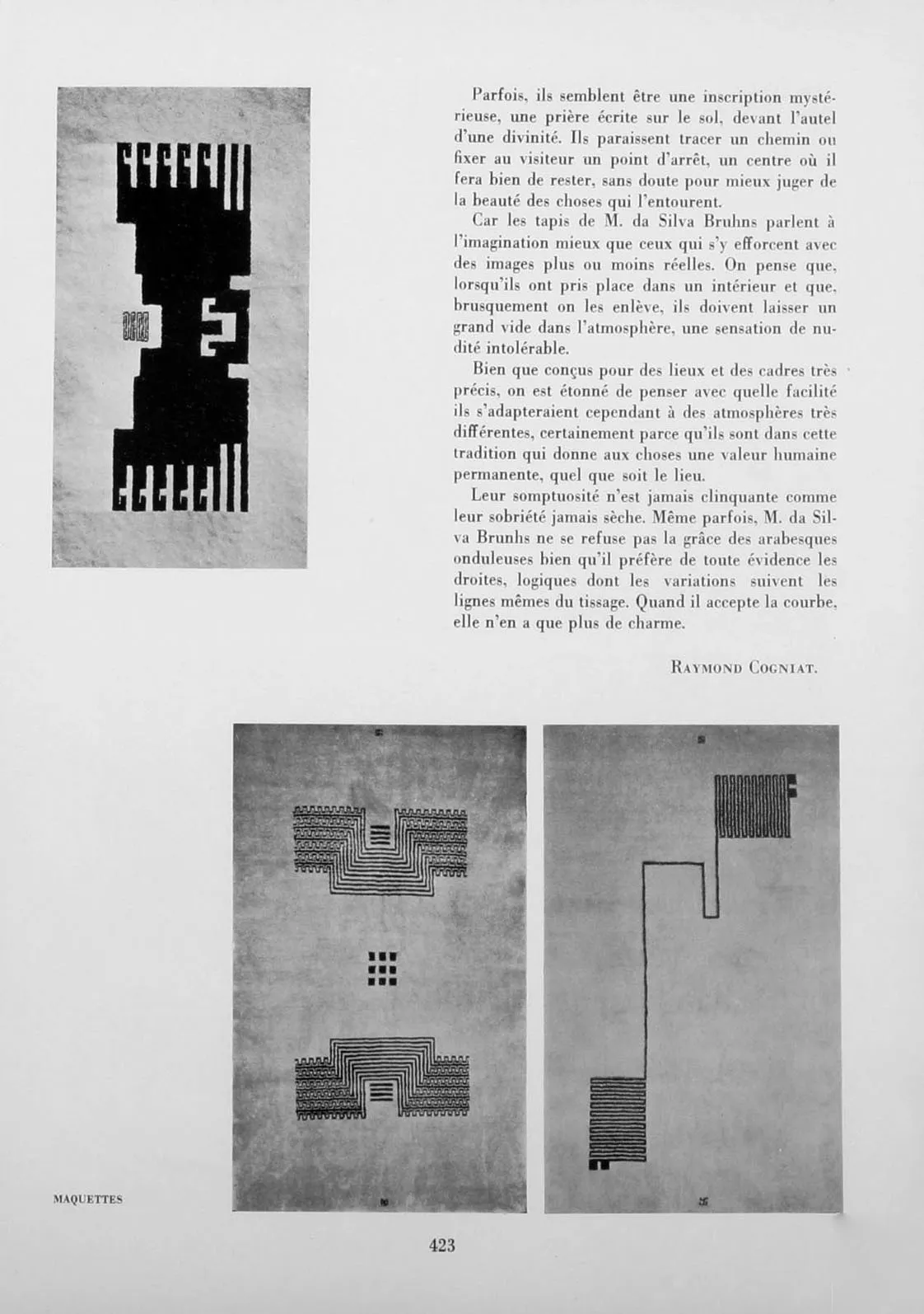 IVAN DA SILVA BRUHNS, RUG, c. 1935