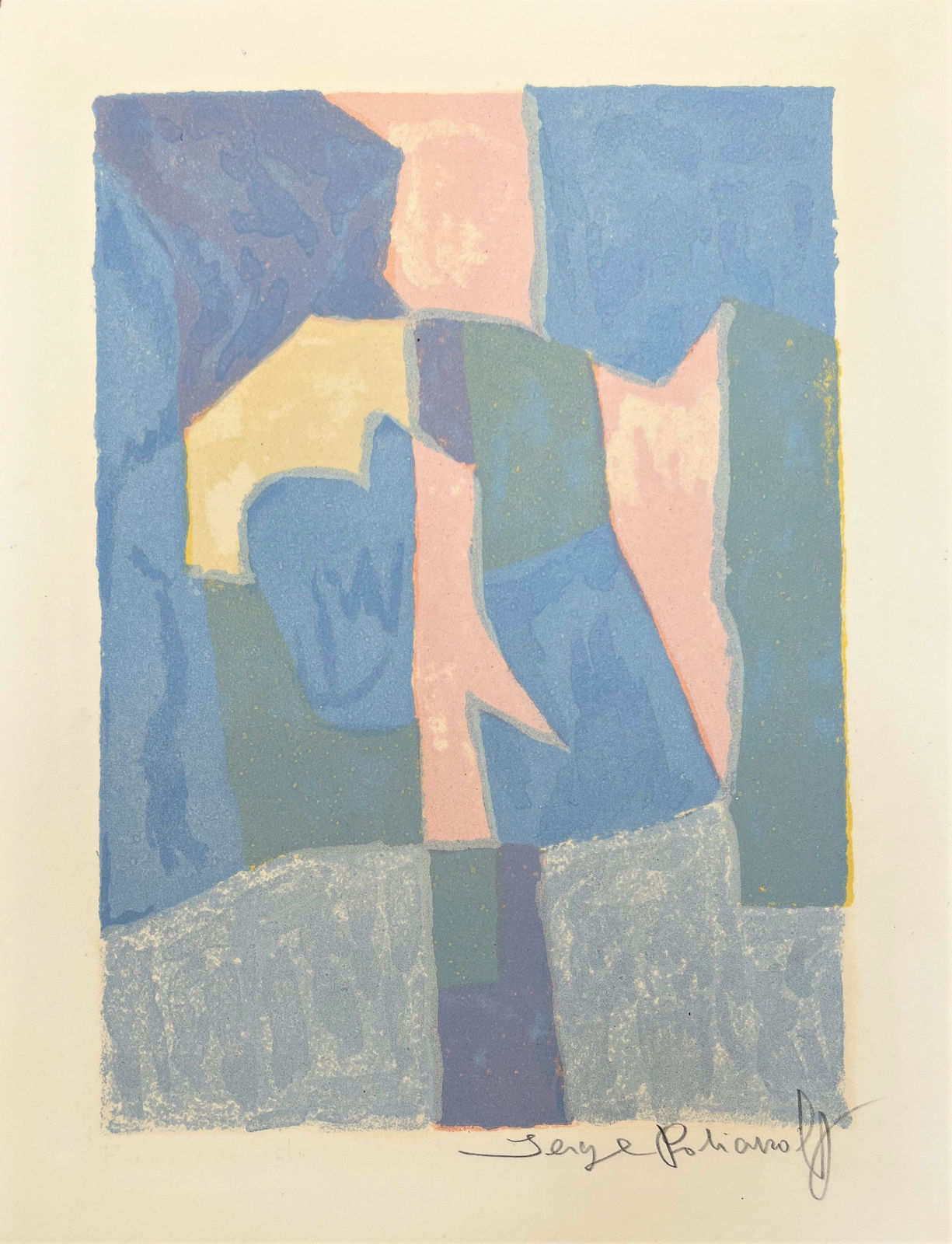 Serge Poliakoff, Composition bleu, rose et grise, 1960
