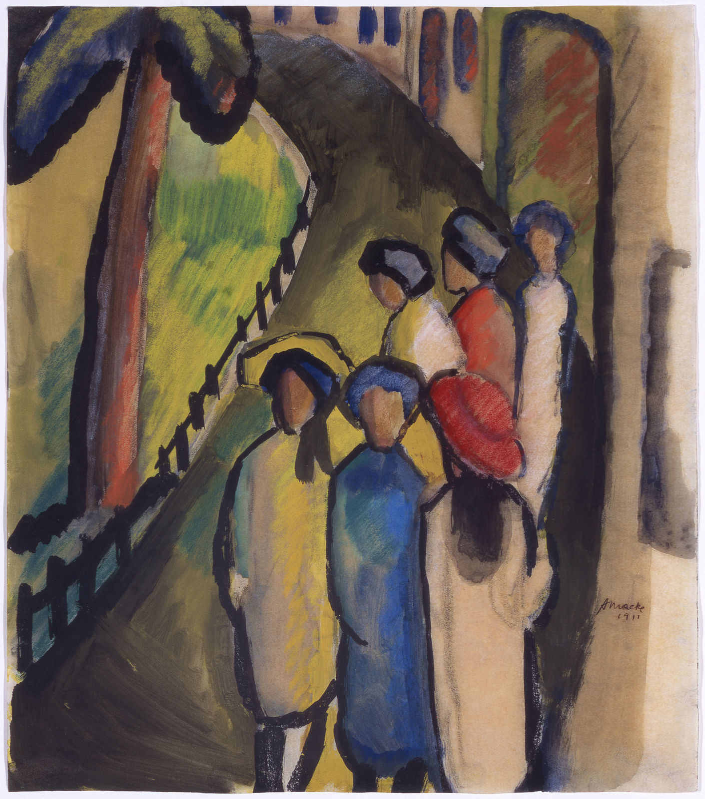 AUGUST MACKE, Mädchen am Abend , 1911