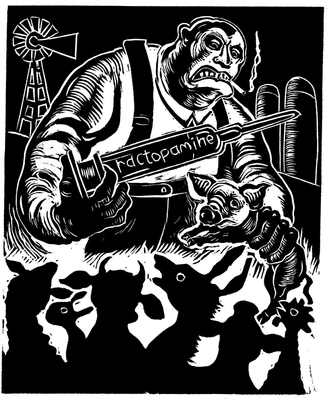 Sue Coe, Ractopomine: Growth Altering Drug, 2016