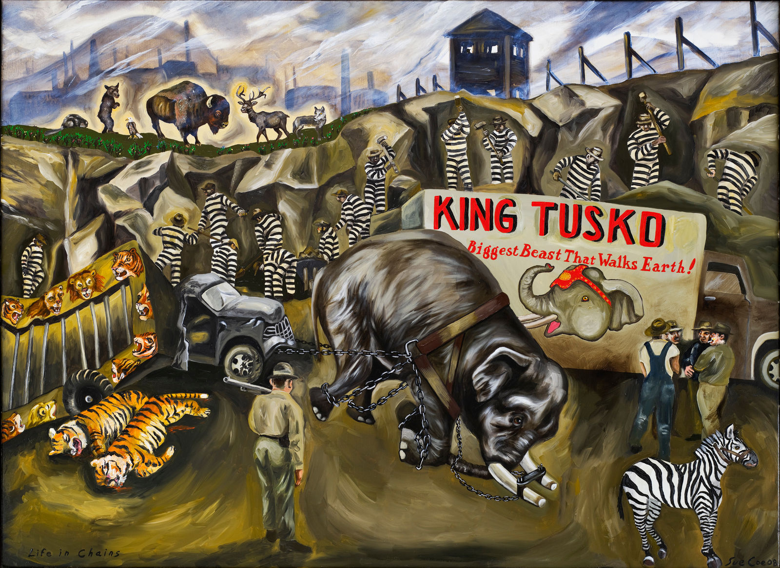 Sue Coe, King Tusko: Life in Chains, 2008