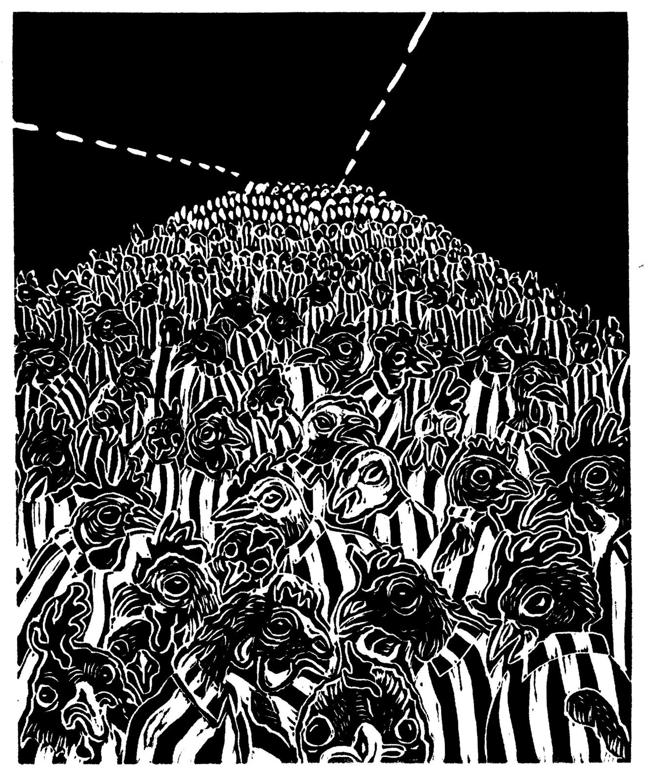 Sue Coe, Chickens in a Death Camp, 2015