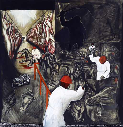 Sue Coe, Horse Slaughterhouse, 1992