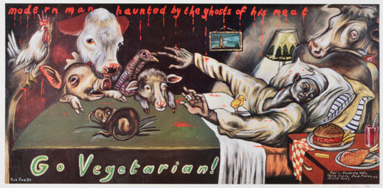 Sue Coe, Go Vegetarian, 1999