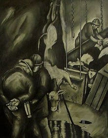 Sue Coe, Veal Slaughterhouse, 1991