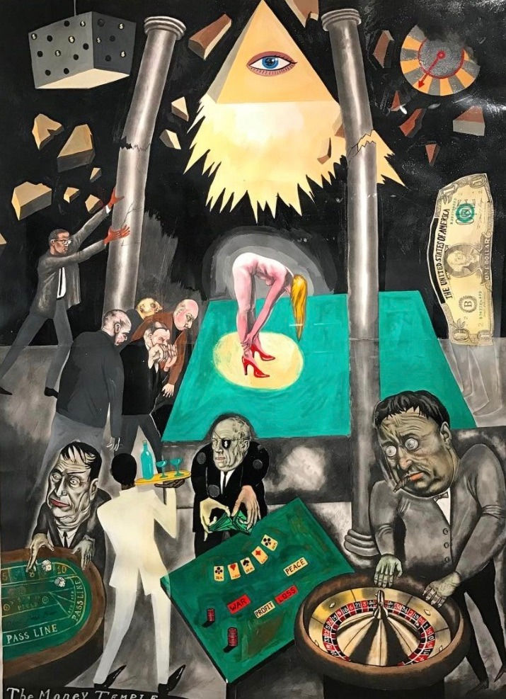 Sue Coe, The Money Temple, 1985