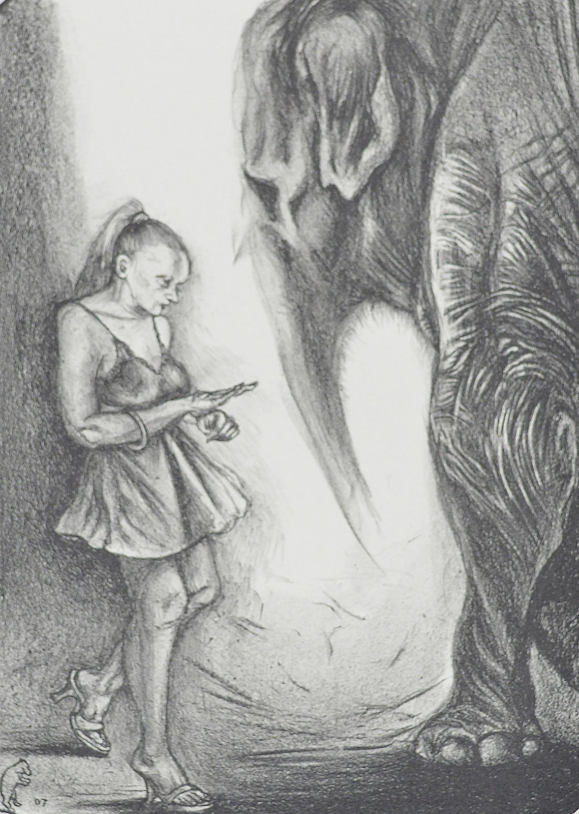 Sue Coe, Circus Elephant Backstage, 2007