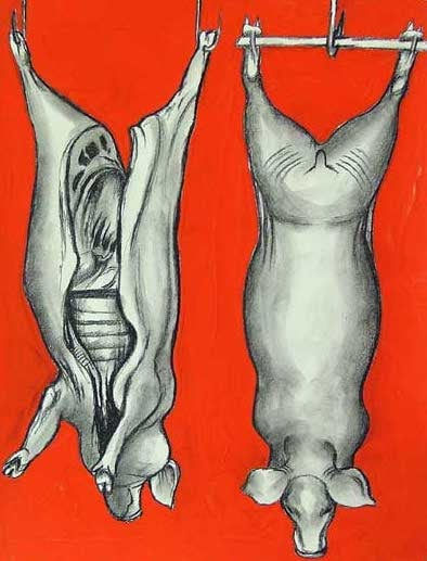 Sue Coe, Freezer Room, 1990