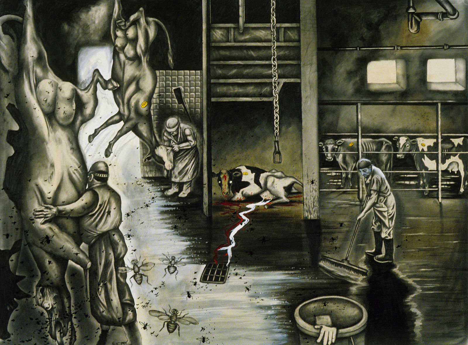 Sue Coe, Meat Flies, 1991