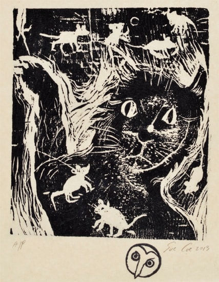 Sue Coe, The Cat with Eight Mice, 2013