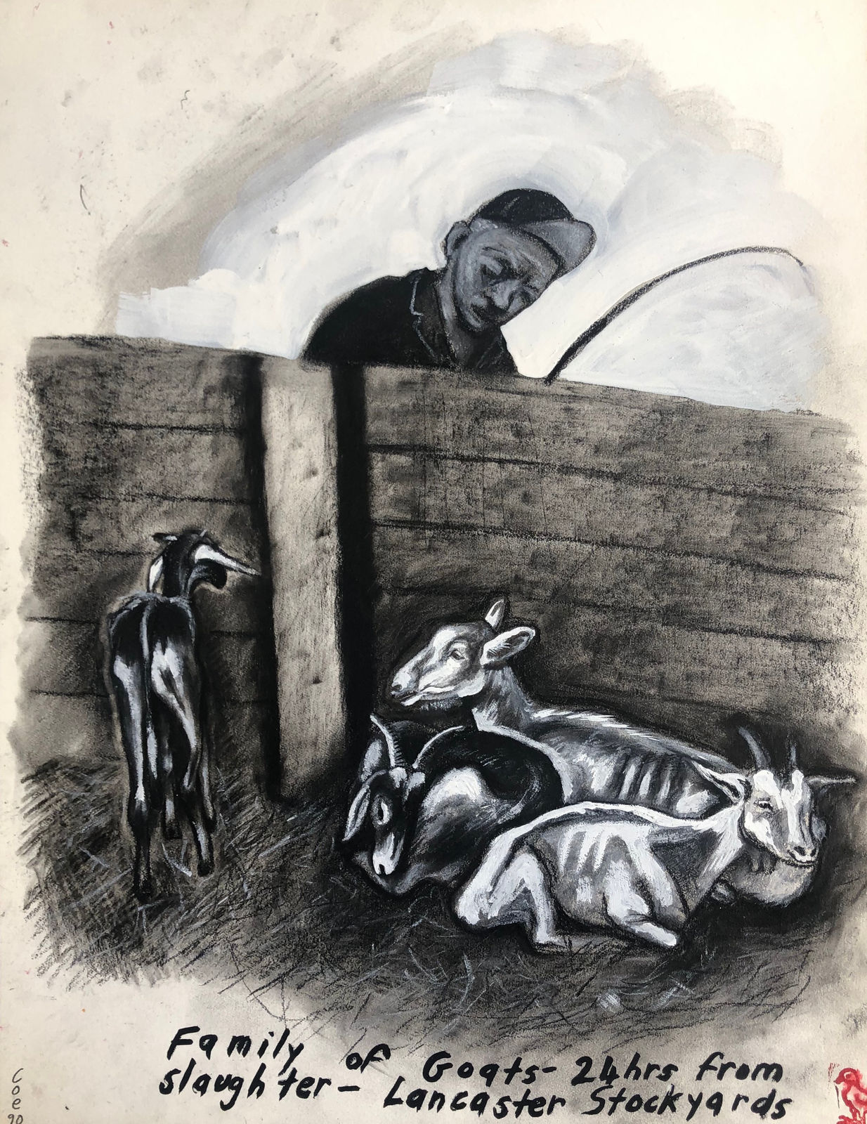 Sue Coe, Family of Goats, 1990