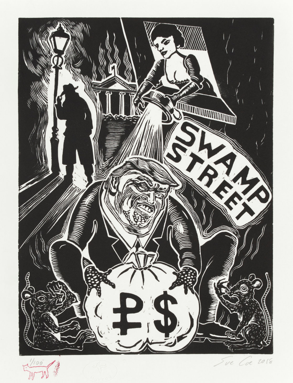 Sue Coe, Swamp Street, 2018