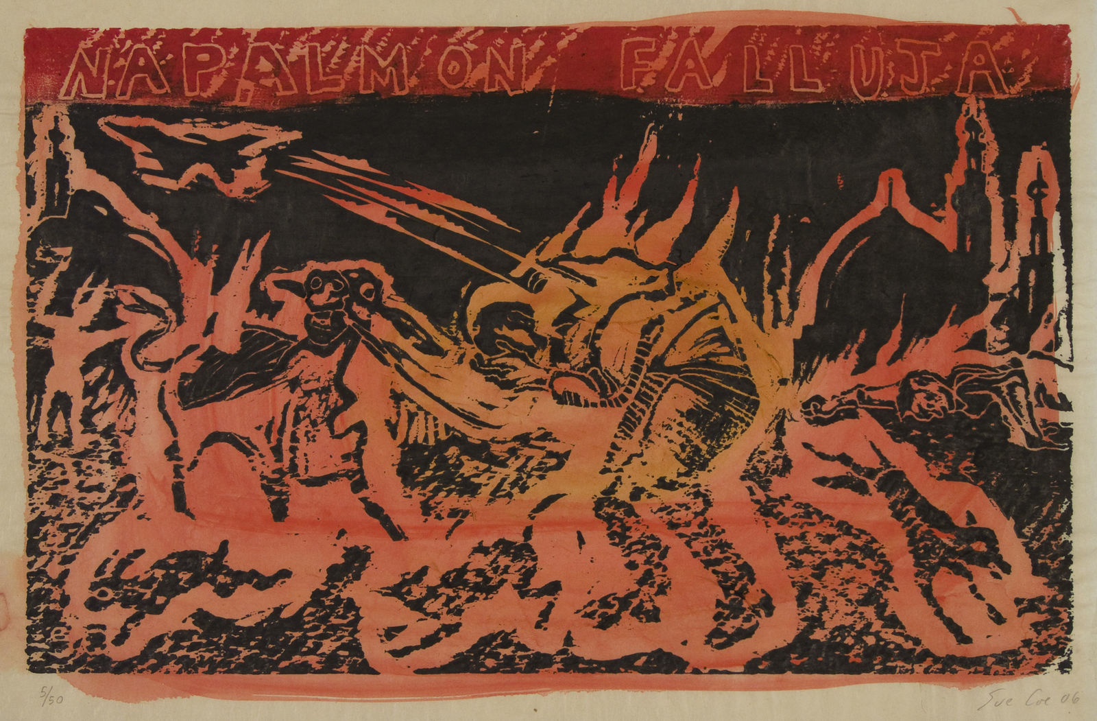 Sue Coe, Napalm on Falluja, 2005