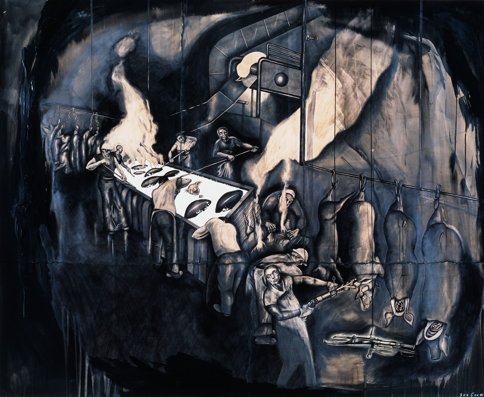 Sue Coe, Hydroclipper Hog Head Dropper, 1989