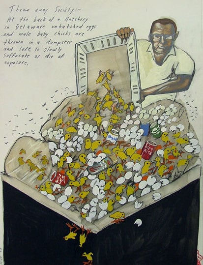 Sue Coe, Throw Away Society, 1989