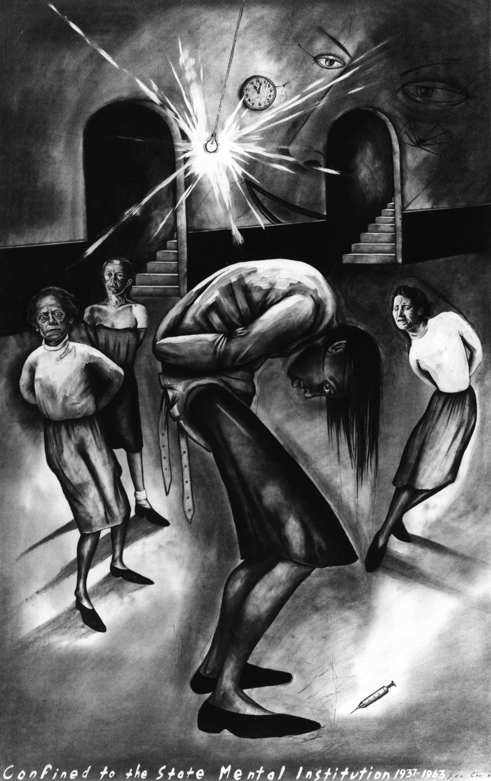 Sue Coe, Woman in Mental Hospital, 1985