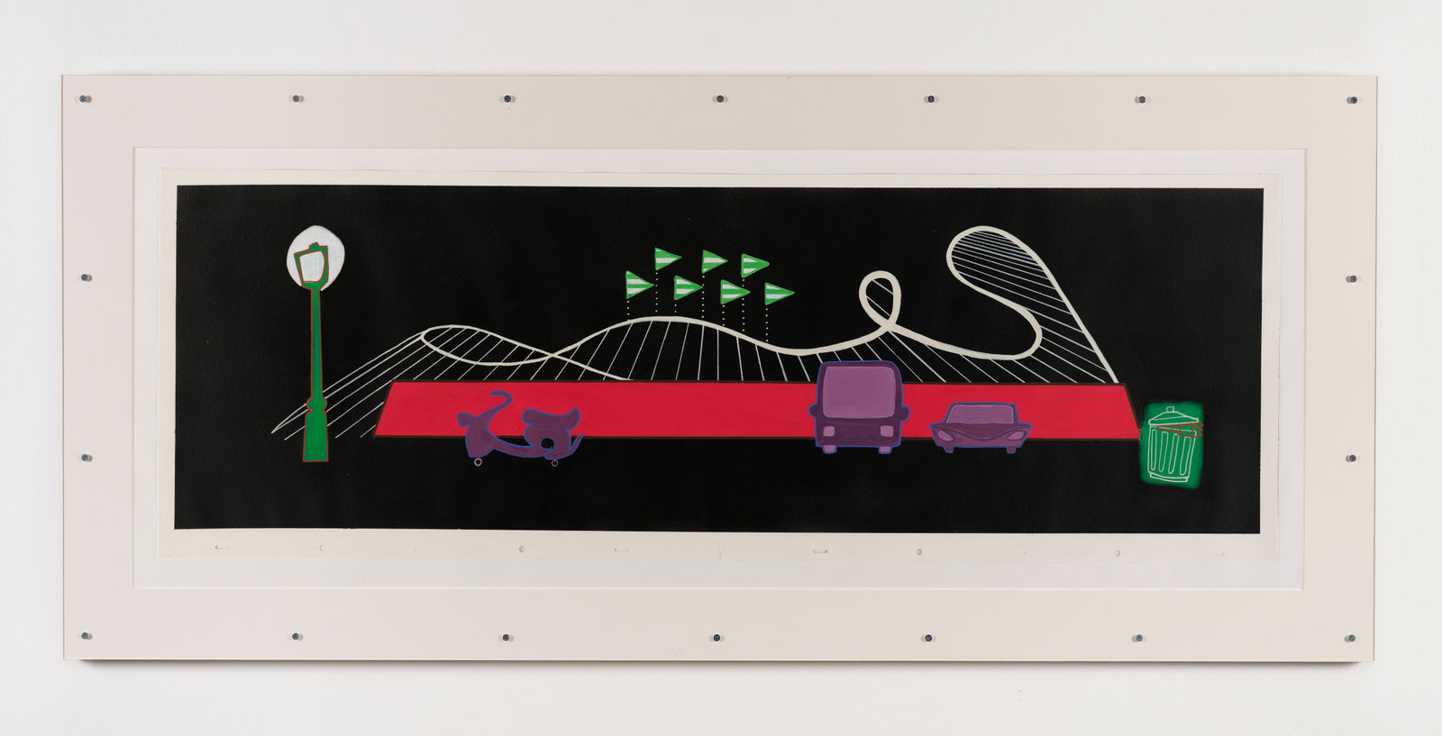 Julian Irlinger, Cel Animation Background (roadtrip, rollercoaster, nighttime), 2024