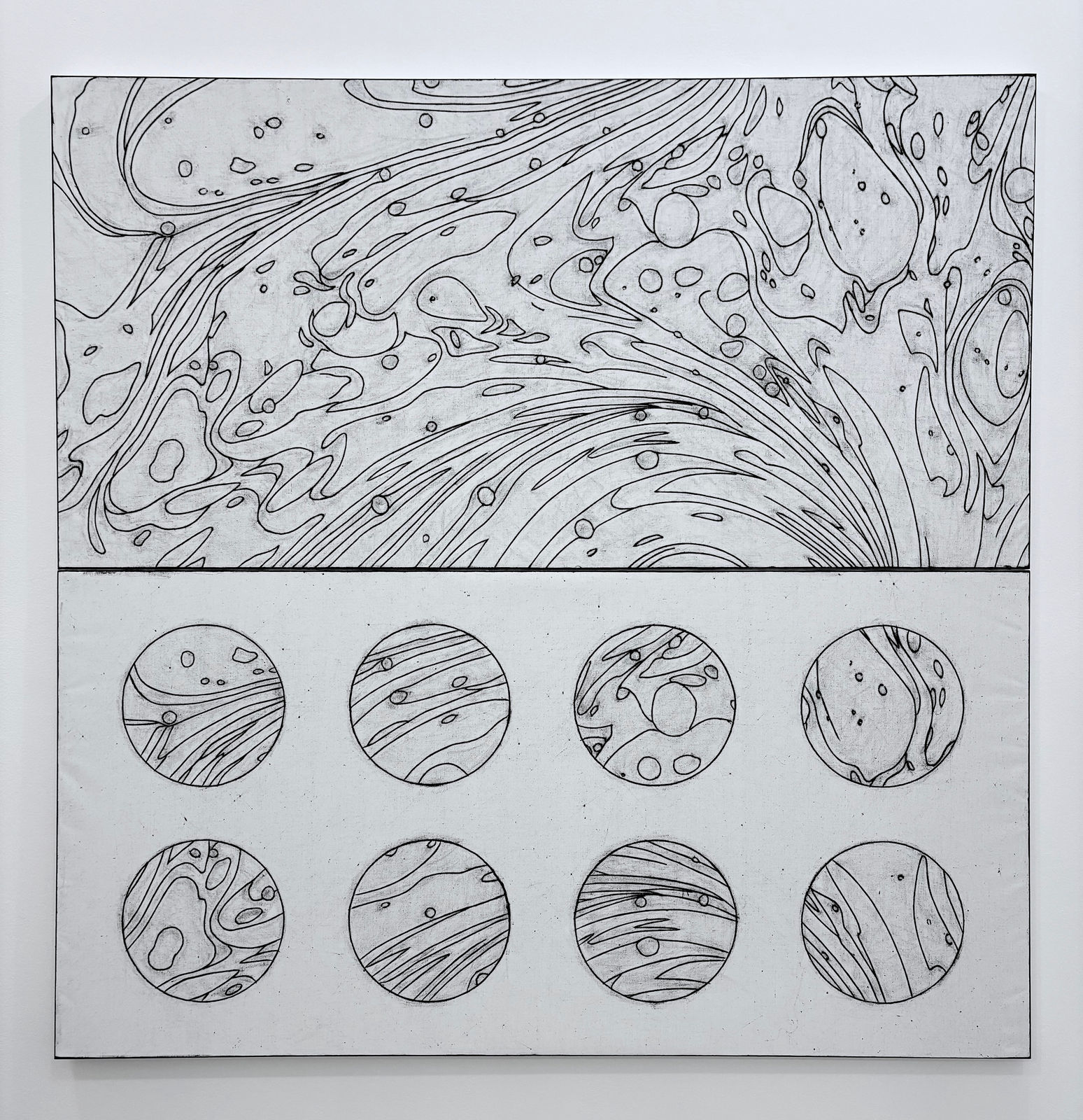 Matt Mullican, Untitled (Behind the picture and details, b&w), 2021