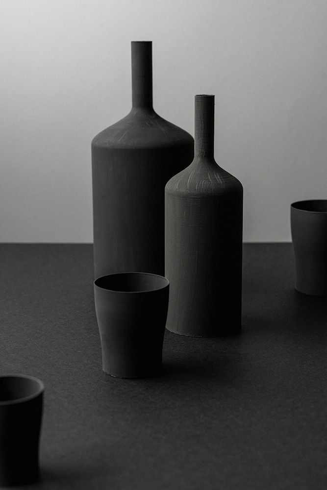 Olena Zubach, Still Life with Three Black Glasses, 2024