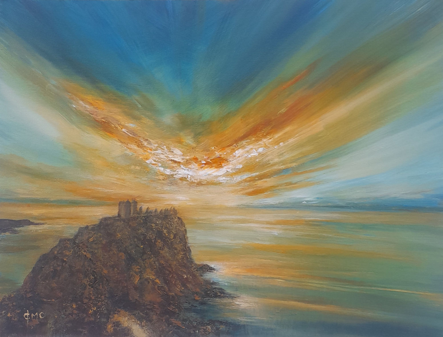 Grace Cameron, Warm Evening Glow over Dunnottar