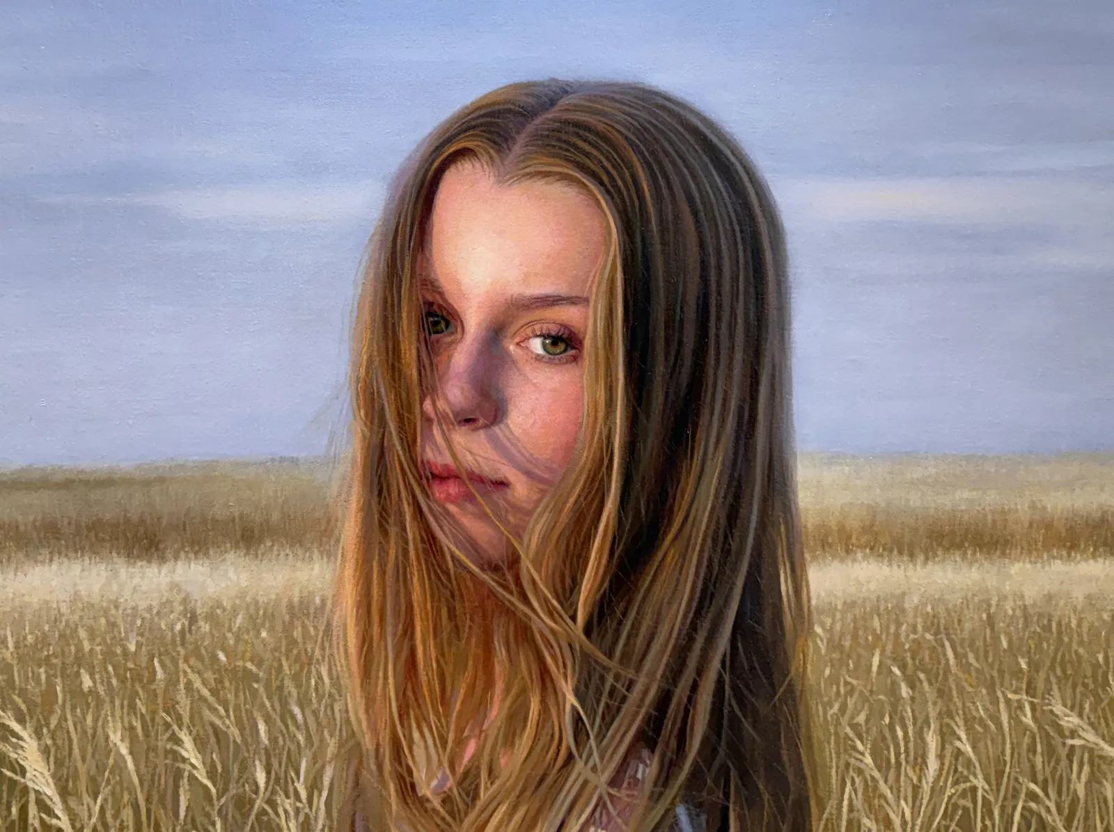 Painting of a girl in a field