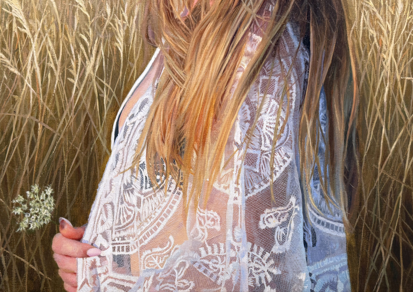 Painting of a girl in a field