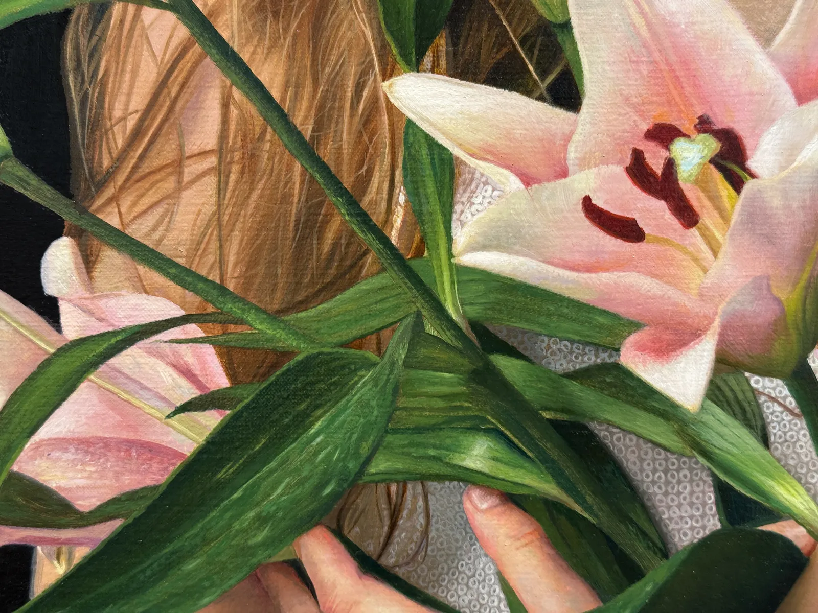 Portrait of a girl holding flowers