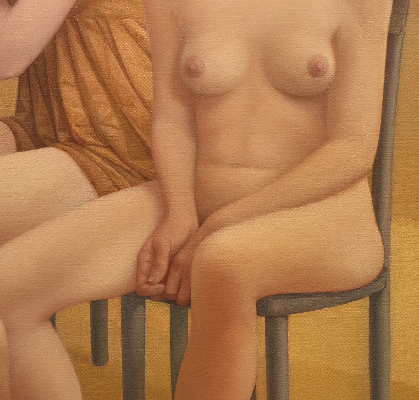Painting of three women on chairs