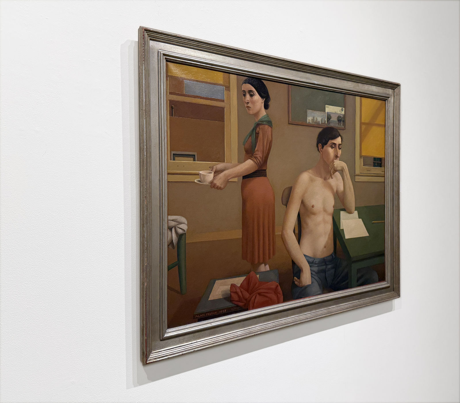 Painting of a man and woman in their city apartment