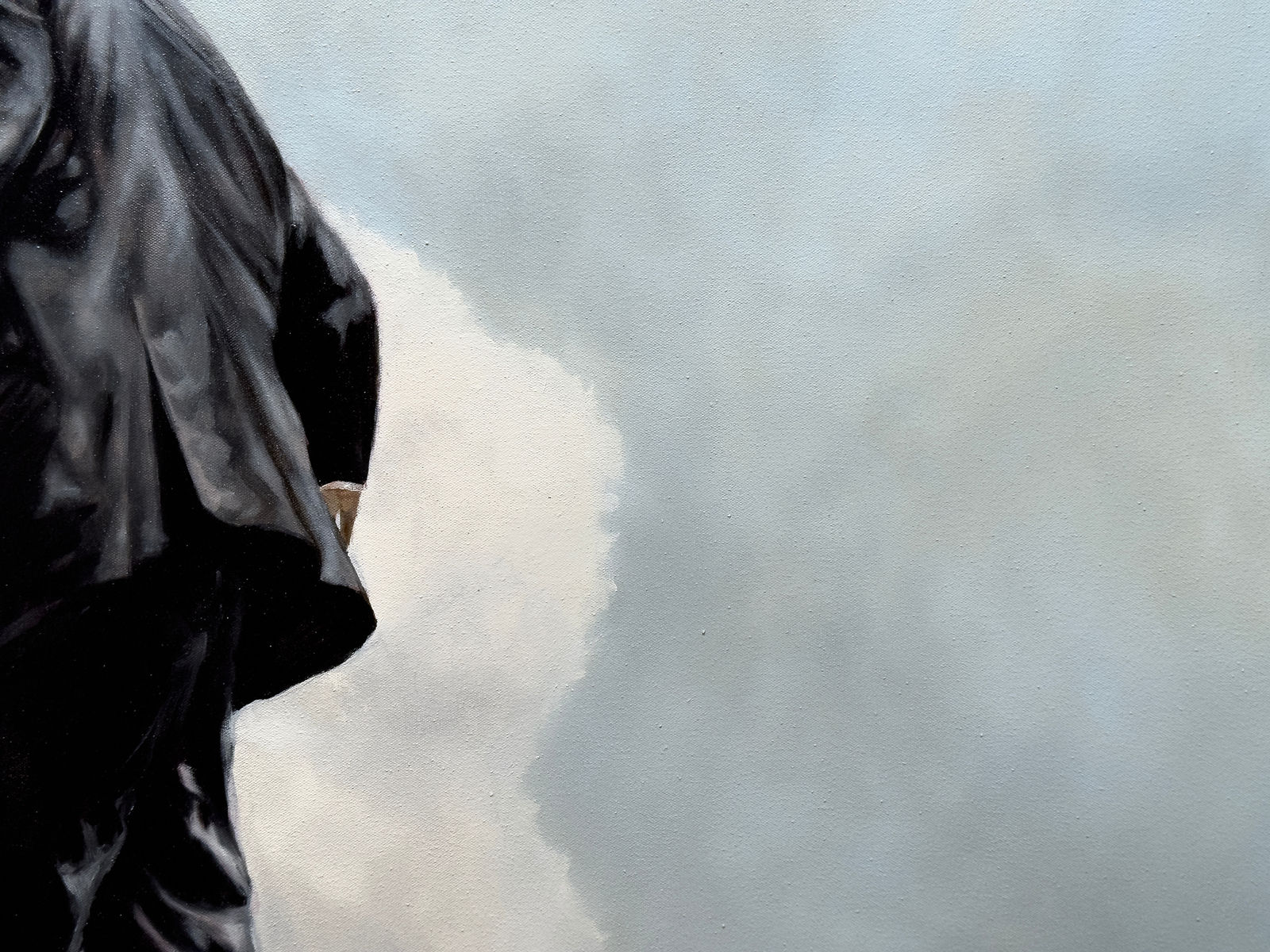 Man in business suit walking on a tightwire