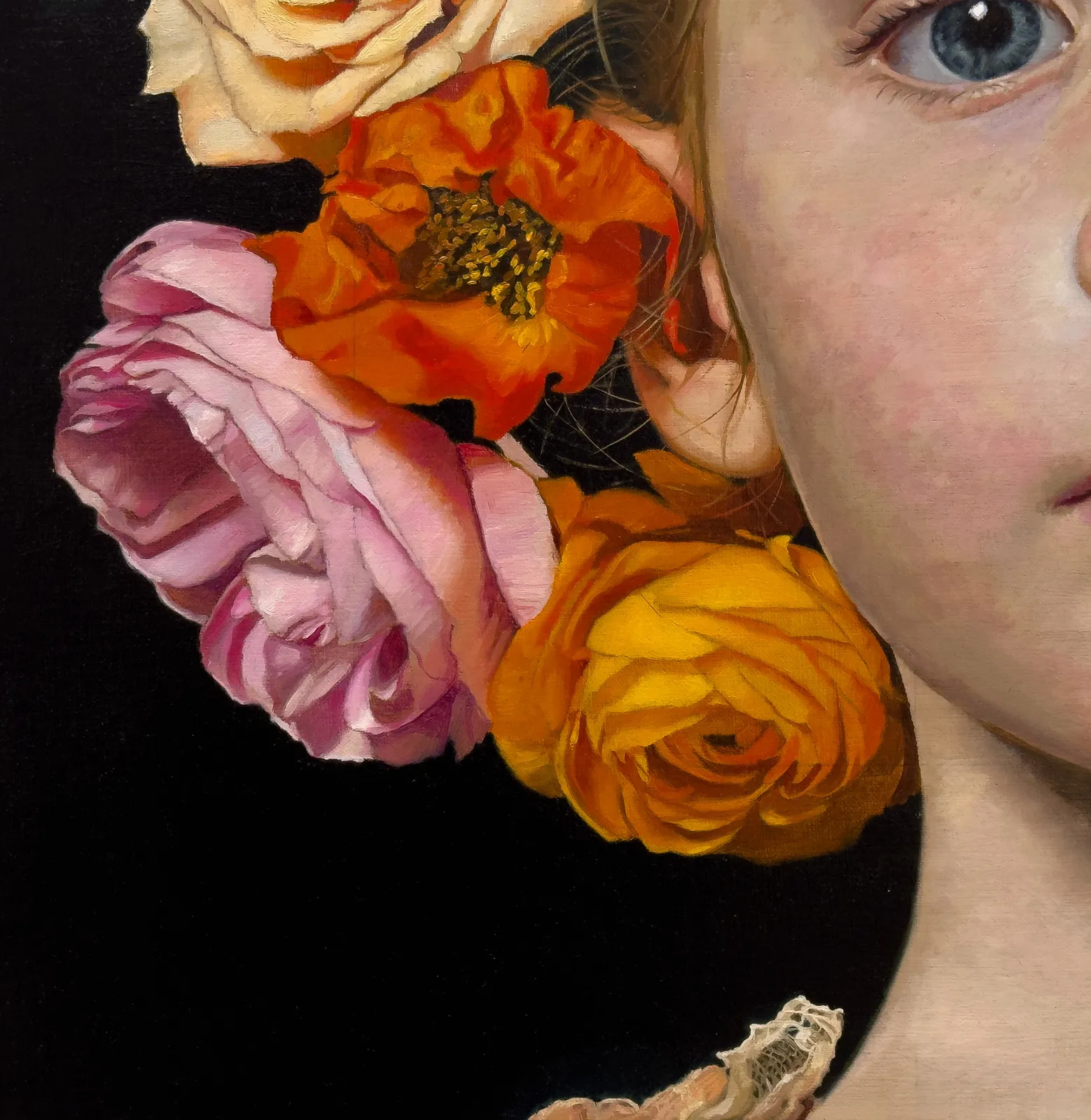 Portrait of a young girl with flowers in her hair