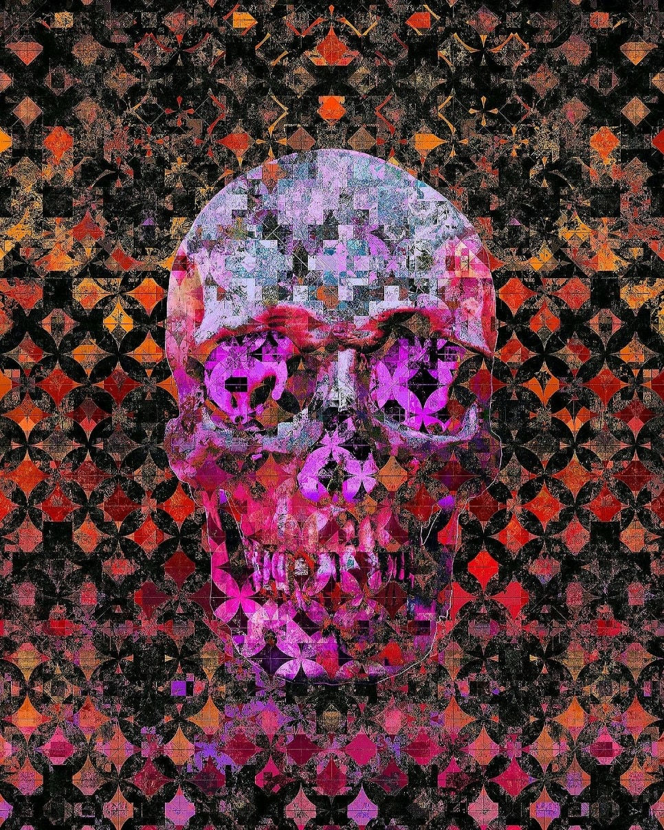 Abstract pattern with skull