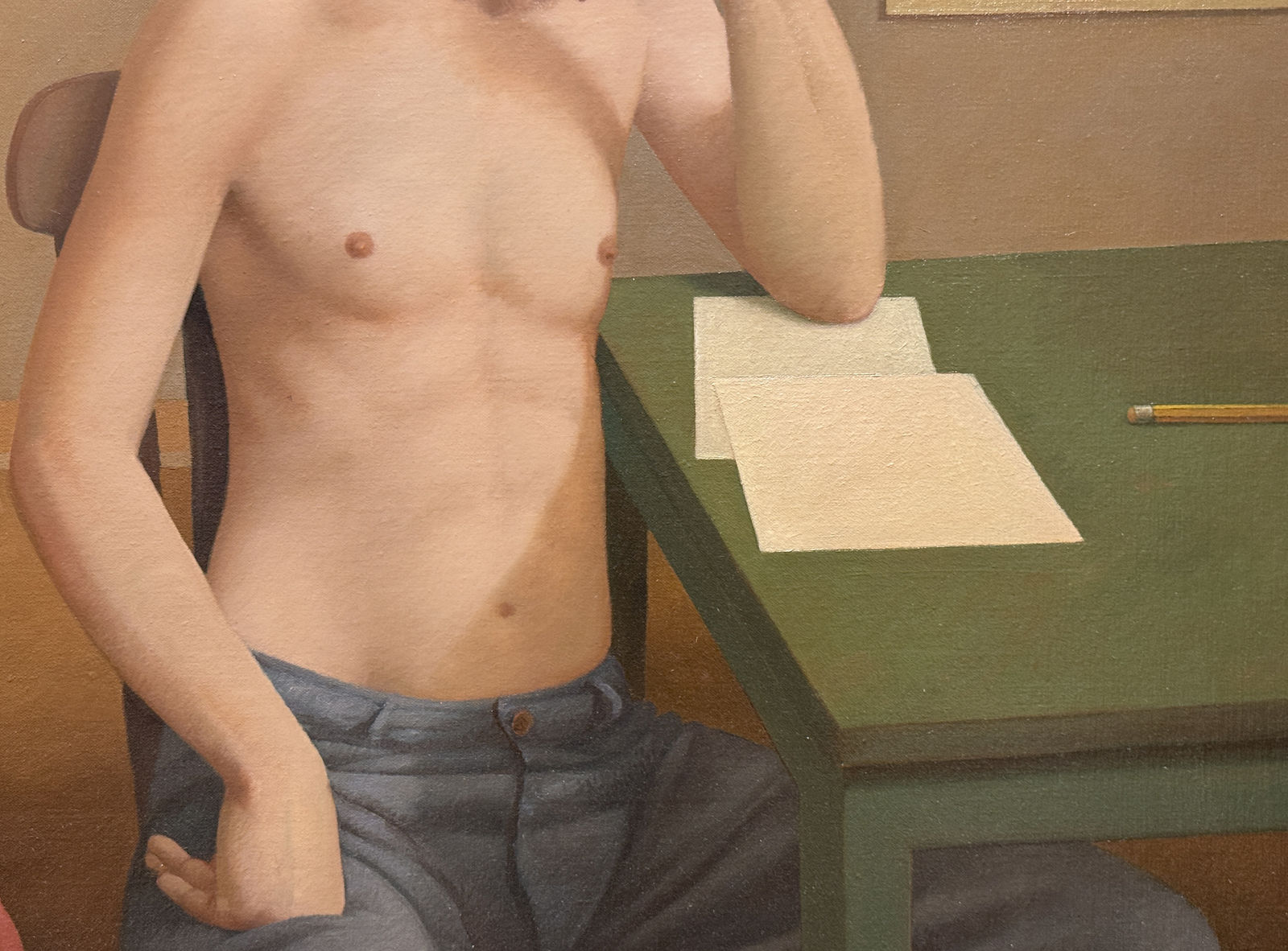 Painting of a man and woman in their city apartment