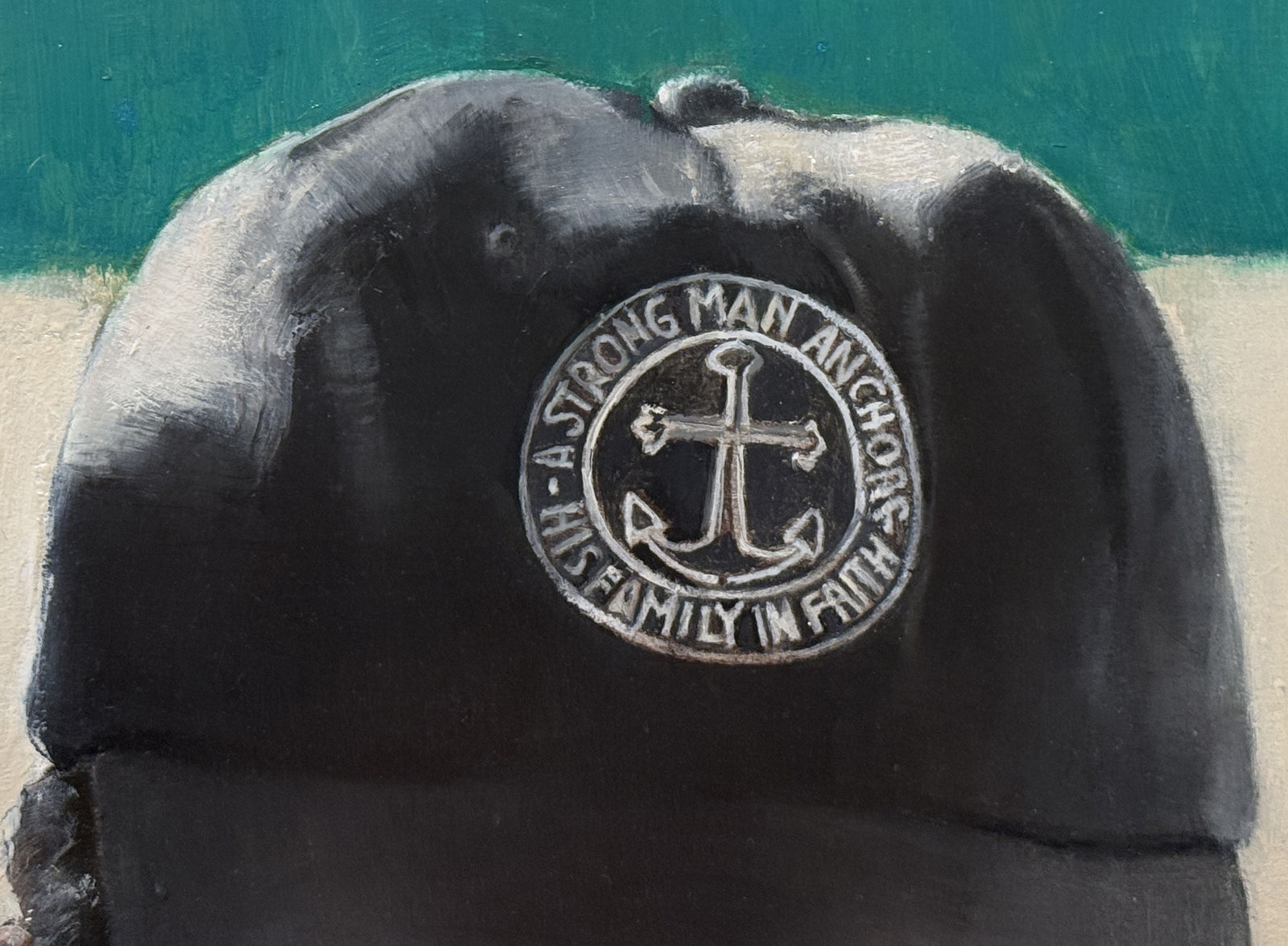 Painting of a man playing dominos